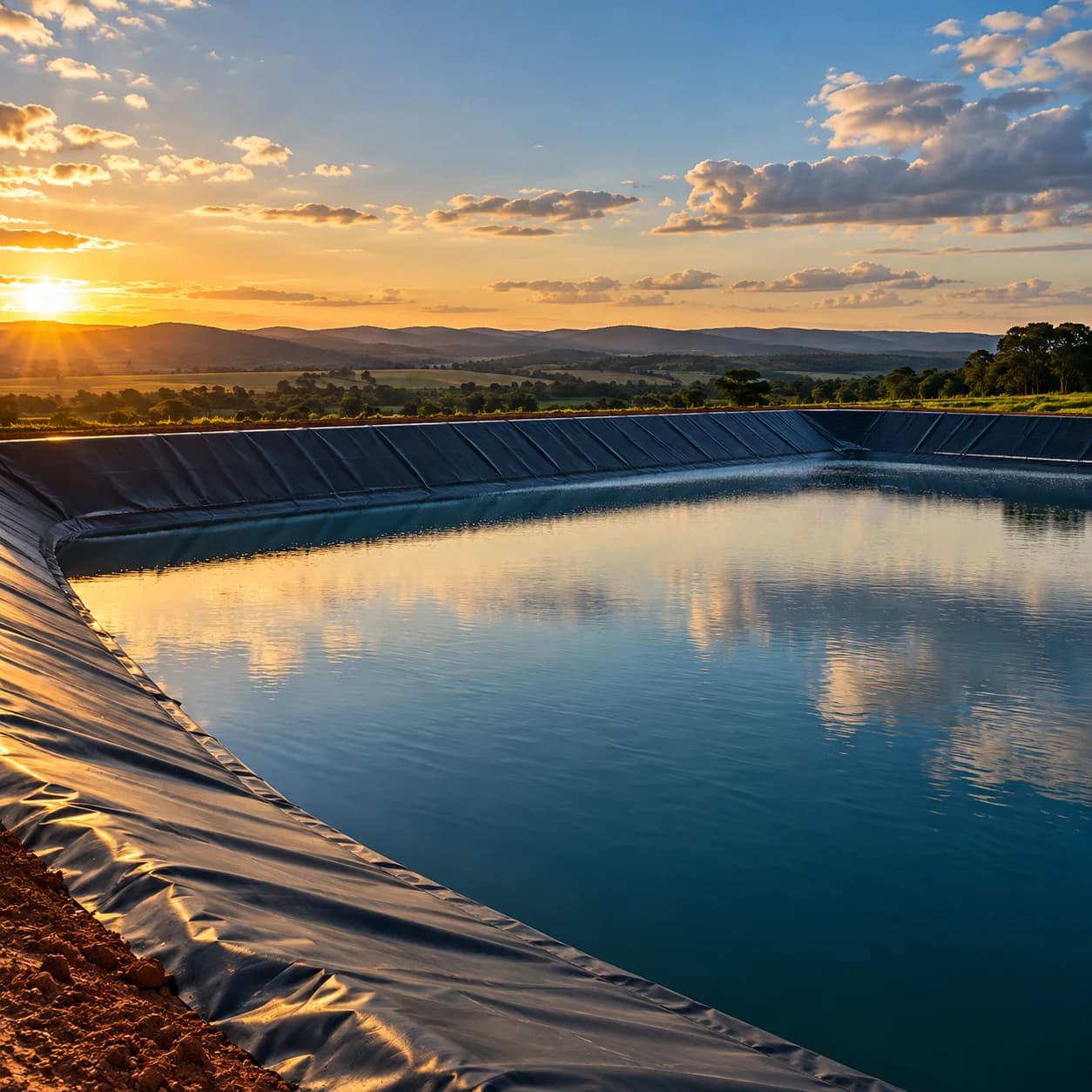Non-potable water reservoir lined with an HDPE geomembrane