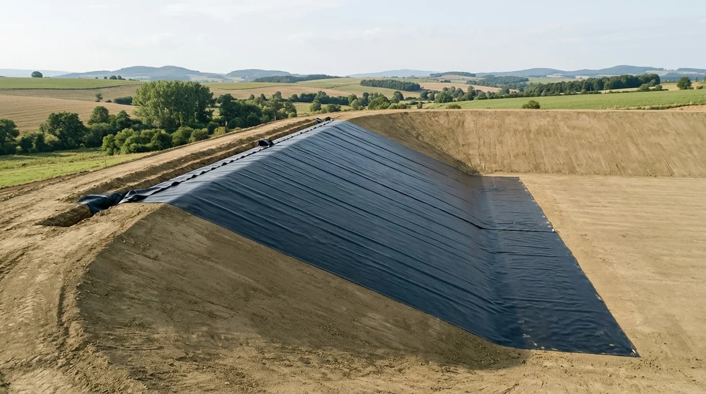 Imagem ilustrativa gerada por IA: Geomembrana PEAD em reservatórios: do projeto ao controle de qualidade